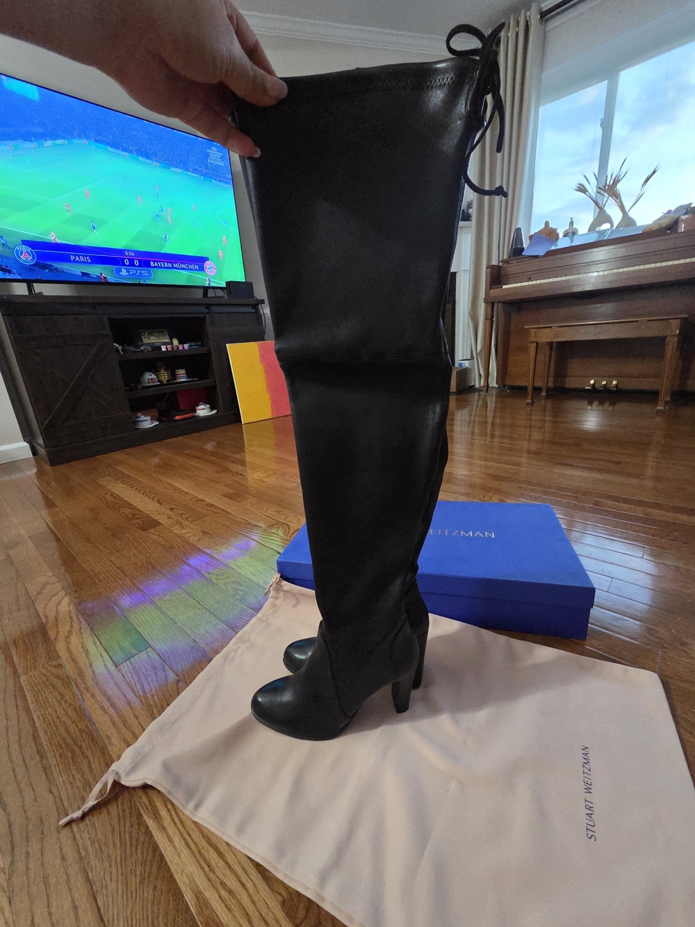 Stuart Weitzman Black Over-the-Knee Leather Boots - Picture 3 of 15